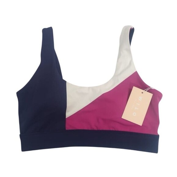 Wilo Colorblock Medium Support Sports Bra In Navy/Pink/White, NWT - Picture 6 of 7